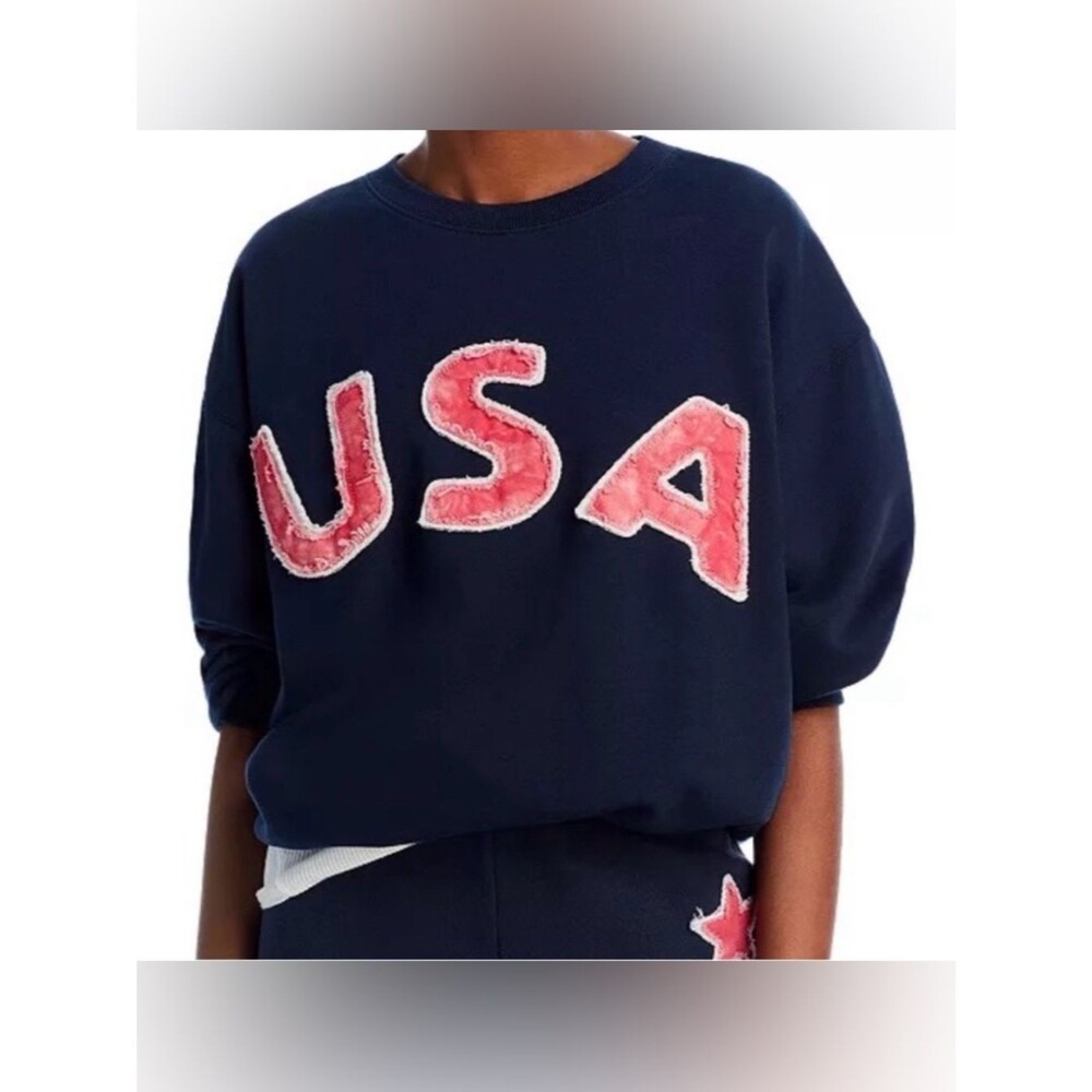 Vintage Havana USA French Terry Sweatshirt Navy Blue/Pink Canvas Lettering M